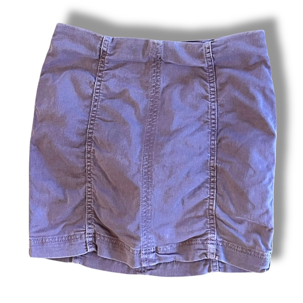 Free People Modern Femme Denim Mini Skirt Purple Exposed Seams Stretchy Women 4